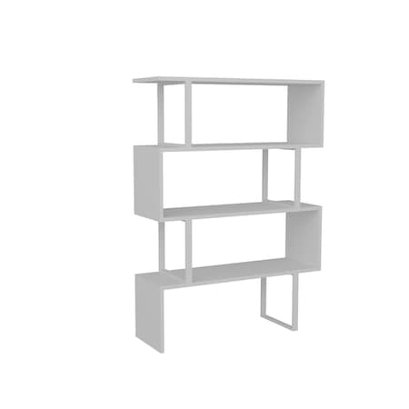 Kd 36 x 12 x 50 in. Adriana 4-Shelf Geometric Bookcase - White KD2940874